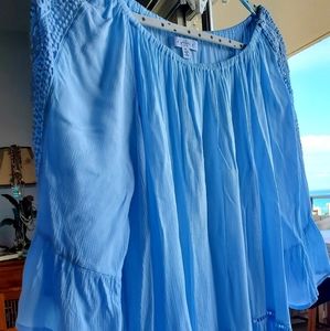 FEVER asymmetrical light blue elastic top tunic XL